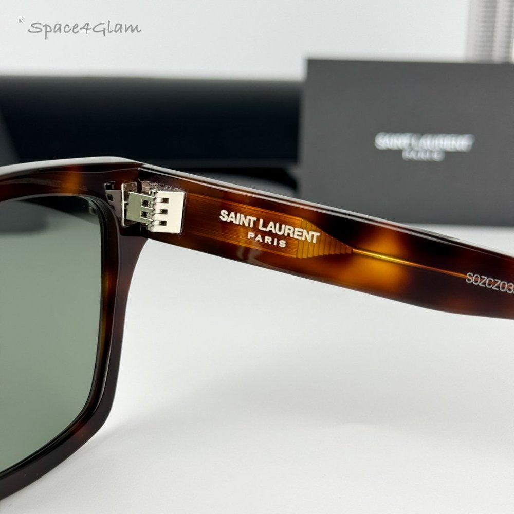 NEW Saint Laurent SL507 002 Havana Green Square Unisex Sunglasses - Picture 9 of 12